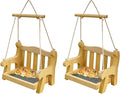 GDYOOSHOW Set of 2 Regency Porch Swing Bird Feeder Cedar Bench Shaped Squirrel Feeder for Outside Draining Metal Mesh Base (Light Yellow 2pcs)