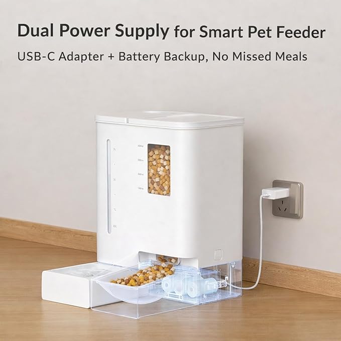Waithem Wi-Fi Automatic Pet Feeder and Waterer for Cats&Dogs, 2-in-1 Set 5L Large Capacity for 2 Weeks, Intuitive App Operation, 2 Way Power Supply, Detachable for Cleaning