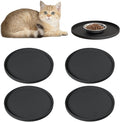 4 PCS Thickened Pet Silicone Food Mat, Nonslip Waterproof Cat Dog Feeding Bowl Mats with Raised Edges for Food and Water Prevent Spills, Round Eating Tray for Floors, Puppy Kitten, 10'' x 10''