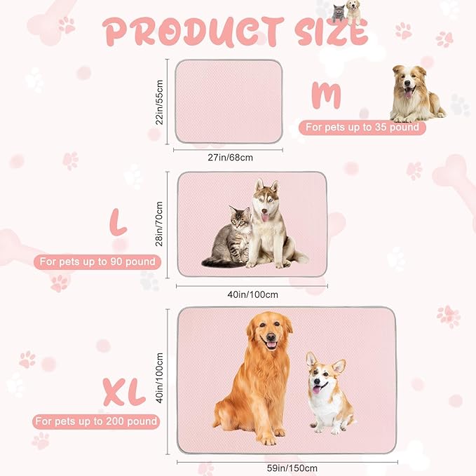 Summer Dog Cooling Mat Washable Ice Silk Self Cool Pad for Small Medium Large Dogs and Cats, Pet Sleeping Pad for Crate, Bed, Indoor & Outdoor Floor, Car Seats