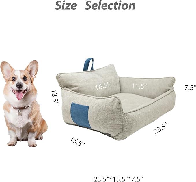 Orthopedic Dog Bed with Memory Foam, Washable Plush Pet Bed for Small, Medium & Large Dogs, Cozy Bolster Crate Dog Bed for Joint Support & Comfort.(Light Gray)