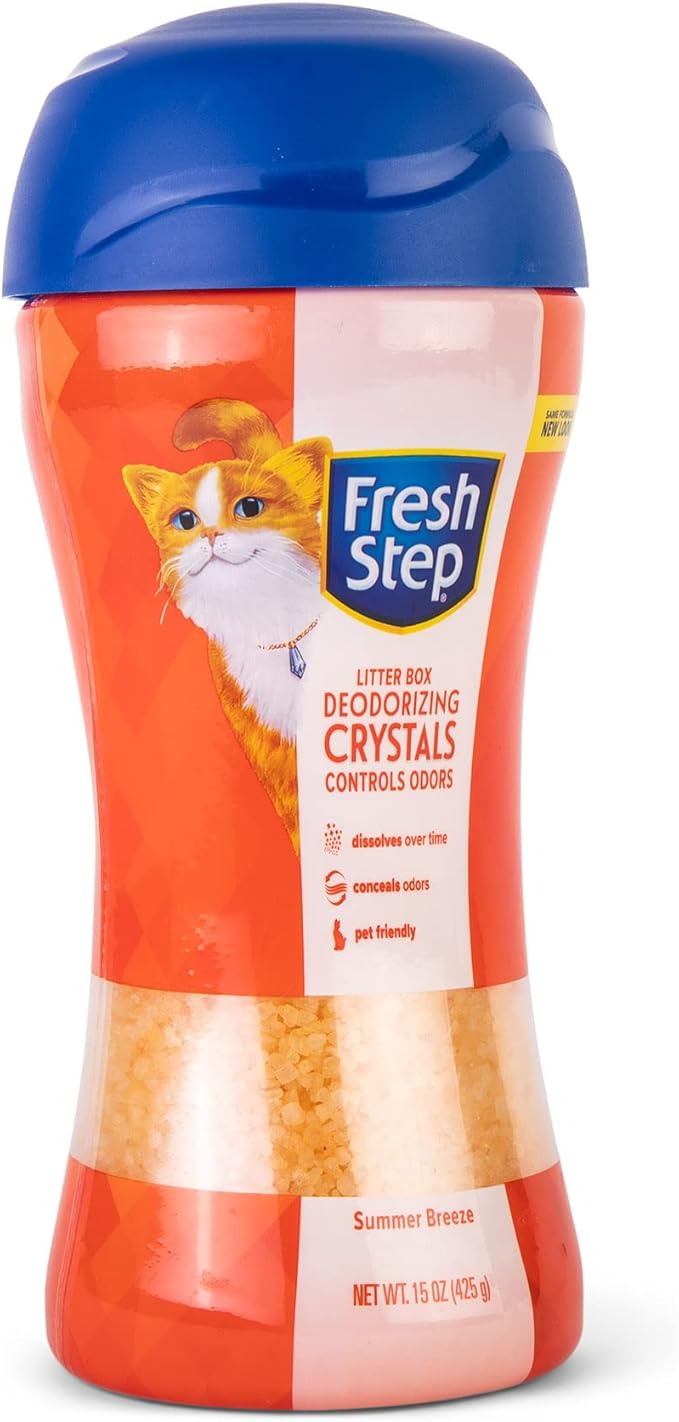 Fresh Step Cat Litter Crystals Deodorizer, Non Toxic Odor Neutralizing Crystals for Litter Boxes that Help Control Smells and Keep Home Areas Fresh, Summer Breeze Scent, 15 Ounce