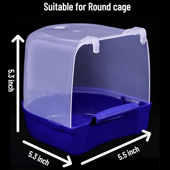 Bird Bath Cage, Cleaning Pet Supplies Bird Bathtub with Hanging Hooks Come with Free Water Injector for Parrots Spacious Parakeets Portable Shower for Most Birdcage Random Color (S for Round cage)