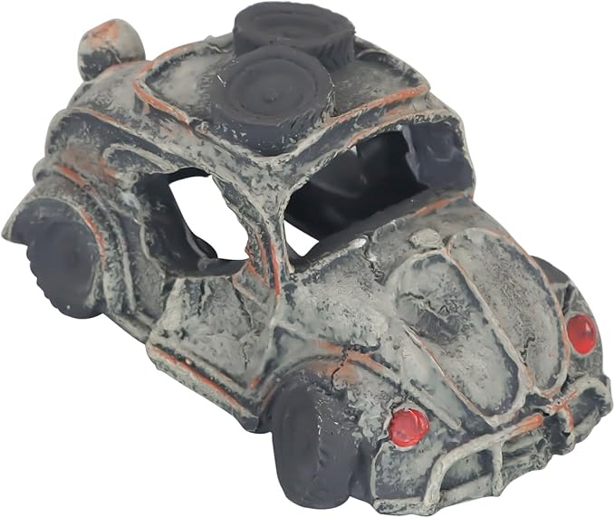 Aquarium Decorations for Fish Tank - Realistic Resin Rock Cave Hideouts, Safe Fish Tank Ornaments with Natural Design for Betta, Goldfish, Shrimp - Easy to Clean (Resin car)