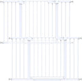 Cumbor 2 Pack 29.7"-51.5" Extra Wide Baby Gate for Stairs, Easy Wall Through Dog Gates for Doorways, Pressure Mounted Pet Gate Indoor, Safety Auto-Close Child Gate for Kids with 4 Wall Cups, White
