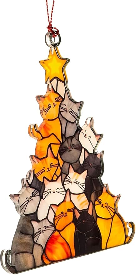 Cat Ornament, Cat Ornaments for Christmas Tree, Funny Holiday Decorations 2025, Black Pet Ornaments, Vintage Classic Christmas Tree Decor, Unique Gifts for Animal Lovers, Festive Tree Topper Ornament