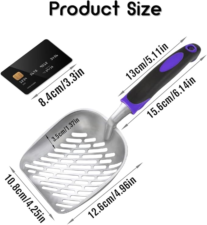 Cat Litter Scoop -Metal Cat Litter Scoop-Upgrade Sturdy Mesh Scooper - Mesh Shovel-Easy to Clean - Suitable for Cat Litter Box -Purple-More
