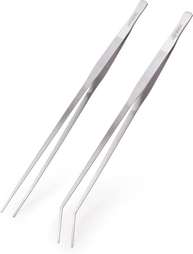VORESTIC Straight and Curved Aquarium Tweezers Set 18 Inch, Stainless Steel Long Tweezers for Fish Tank Planting, Aquascaping, Reptile Feeding Tongs, Terrarium Tool and Aquarium Tongs
