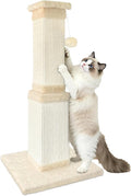 AGYM Cat Scratching Post for Large Cats, Cat Scratcher for Indoor Cats Adults, Sturdy Sisal Scratch Post to Protect Furniture, 32 Inch, Beige