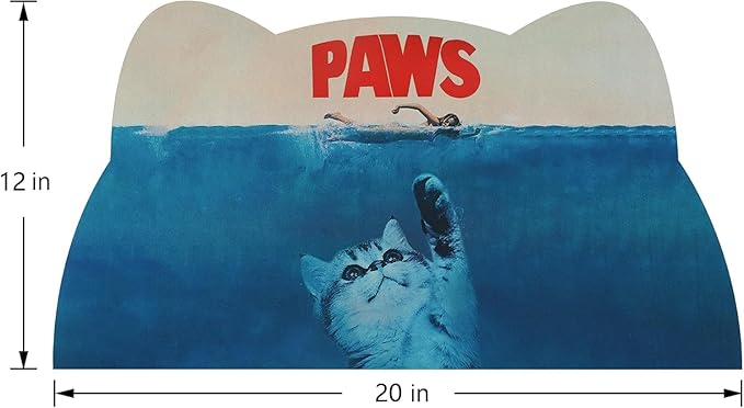 Cat Food Mat - Pet Feeding Mat for Floor, Non-Slip, Waterproof, Super Absorbent, Easy to Clean, Blue, Cat, Dog 12.2''x19.7''