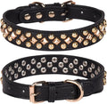 Spiked Dog Collar Soft Pu Leather Mushrooms Rivet Spike Studded Puppy Adjustable Pet Collars for Small Breeds (L, Black3)