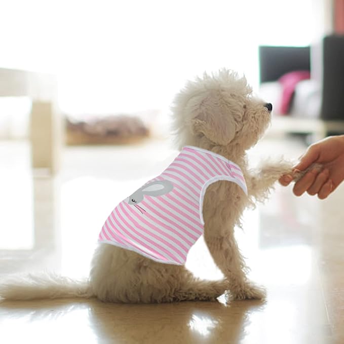 4Pcs Cat and Dog Shirts - Polka Dot Vest, Stripe Sleeveless T-Shirt, Pet Soft Breathable Clothes for Small Medium Puppy Kitten M