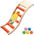 Hamiledyi Nature Wooden Bird Ladder Pet Parrots Climb Bridge Exercise Stands for Parakeet Climbing Chewing Bridge Bird Cage Accessories for Cockatiel Parakeet Lovebirds Budgie (Orange)