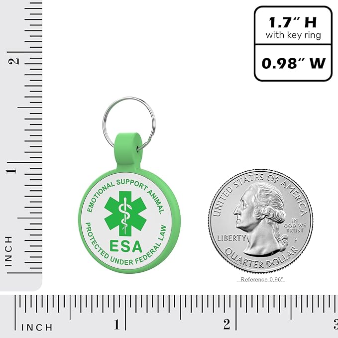 ESA Dog Tag, QR Code Dog Tag, Modifiable Free Pet Online Profile, Scannable QR Code, Scan QR Send Instant Location Alert Email, Silicone Lightweight ID Tag for Kitten and Puppy (Green, Small)