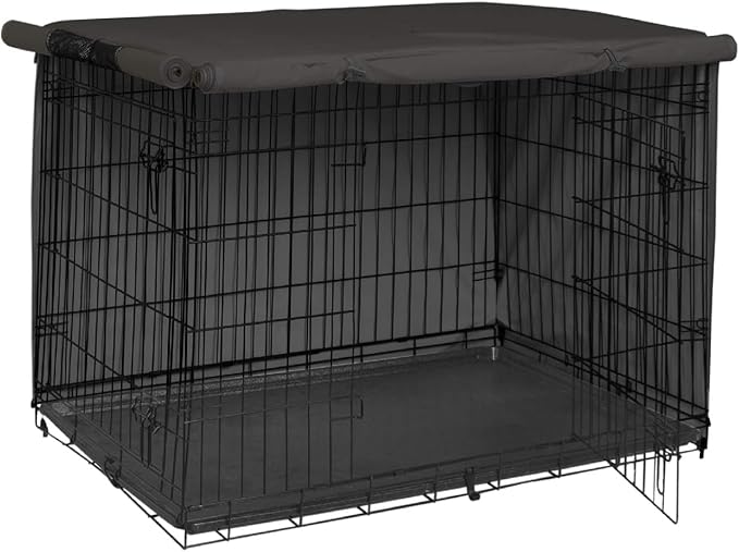 Explore Land Dog Crate Cover Heavy Duty Polyester Pet Kennel Sunshade Universal Fit for 18 inches Wire Cage (Black)