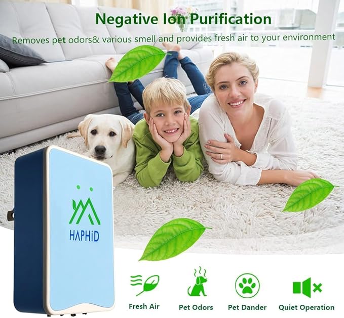 Ionizer Air Purifier, Plug In Air Purifier [Upgraded] with 80 Million Anions/Sec Ion Technology, Air Ionizer for Home to Purify: Pet Odor, Various Smell, Etc