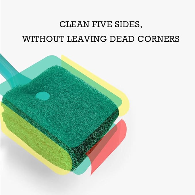 Aquarium Cleaning Brush - 2 PCS Fish Tank Cleaning Brush Double-Sided Sponge Brush Long Handle Fish Tank Scrubber for Aquariums and Home
