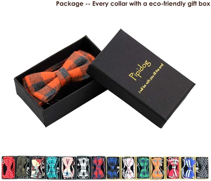 Cat Collars Breakaway with Bell and Bow Tie, Plaid Design Adjustable Safety Kitty Kitten Collar(6.8-10.8in) (Orange Plaid)