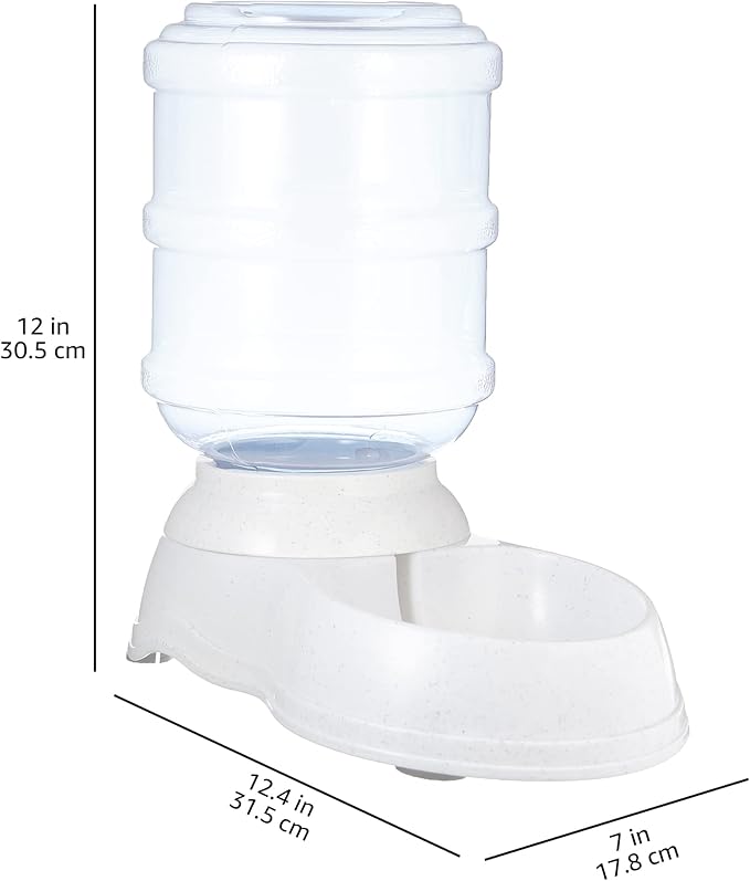 Amazon Basics Gravity Pet Water Dispenser for Cat,Dog,1 Gallon Capacity,Small,Gray,(Pack of 4)