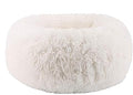 BODISEINT Modern Soft Plush Round Pet Bed for Cats or Small Dogs, Mini Medium Sized Dog Cat Bed Self Warming Autumn Winter Indoor Snooze Sleeping Cozy Kitty Teddy Kennel (20” D x 8'' H, White)