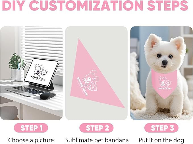 BRT Bearingshui Triangle Dog Bandana 12 Pack, Blank Dog Handkerchief Scarf, Adjustable Pet Puppy Plain Bandana(75 x 52 x 52 cm,Basic Color)
