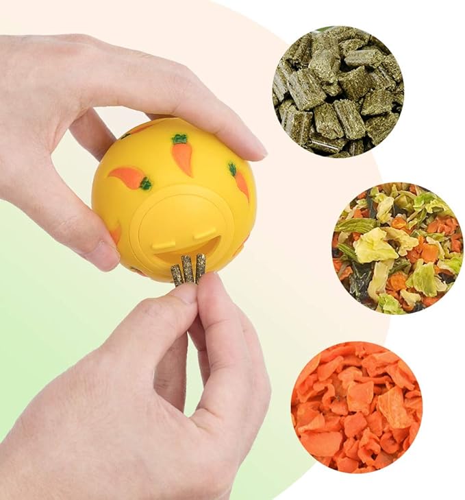 Niteangel Treat Ball, Snack Ball for Guinea Pigs, Rabbits, Hedgehogs and Other Small Pets (Small, Yellow & Blue)