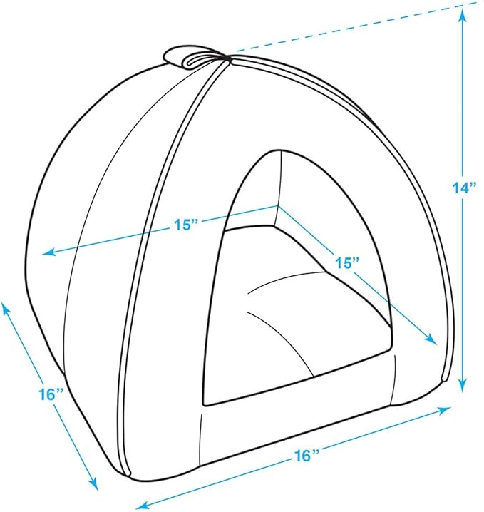 Best Pet Supplies Dog House Bed Crate Mat Tent Indoor Round Soft Plush for Small, Medium, and Large Breeds - Brown Linen, 16" x 16" x H:14"