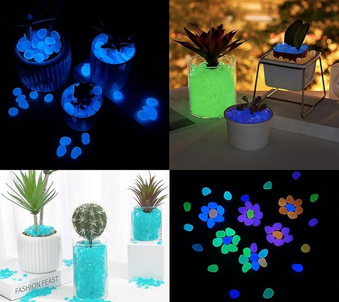 Glow in The Dark Stones 1000 Pcs Glow Pebbles Aquarium Rocks for Fish Tank Lawn Yard Garden Walkway Plant Pots