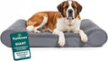 FurHaven Orthopedic Dog Bed for Large Dogs, Luxe Lounger Contour Mattress with Solid Orthopedic Foam Slab for Joint Support, Removable Washable Cover, Giant XXXL, Plush Suede, Gray