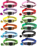 12-Pack Safety Release Reflective Cat Collars with Bell - Breakaway Buckle, Night Visibility, Anti-Hunting Bell - Adjustable Kitten & Adult Cat Collars (12 Multicolor)