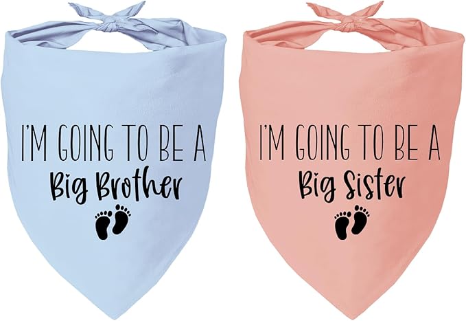 2 Pack Dog Bandana Pregnancy Announcement, I'm Going to Be a Big Brother Gender Reveal Puppy Dog Scarf Accessories, Adjustable Pet Bandana Scarf for Small Medium Large Dogs