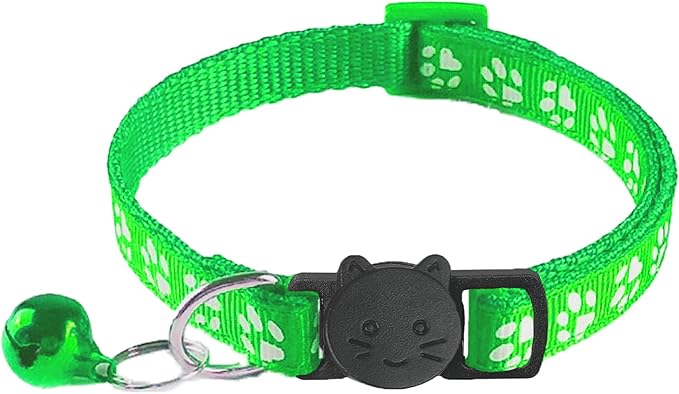 6 Pack Breakaway Cat Collar with Bells, Claw Print Design, Safety Buckle Kitten Collars, 0.4 Inches Width Lightweight, Adjustable 7.5-12.5 Inches Suitable for Girl Boy Cats