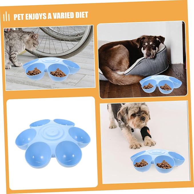 Toyvian Multi-Grid Floral Pet Feeding Bowl for Cats and Dogs Versatile Food and Water Container for Kittens Sturdy Design Decorative Flower Shape for Home and Pet Stores
