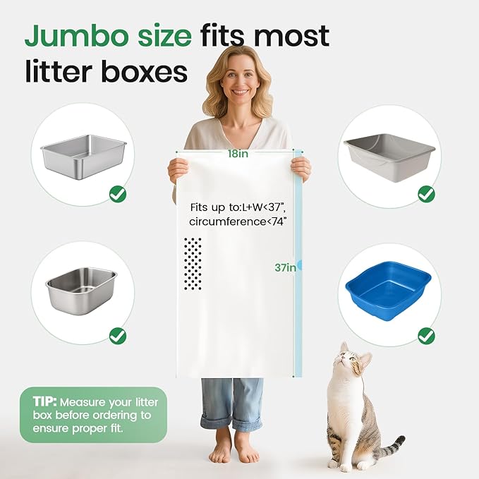 7-Day Sifting Litter System Bags, Heavy Duty Thickened Liners 37x18 Inch (14 Pack), Fits Standard Litter Boxes.