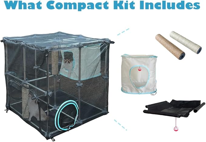 INTURN Catio Outdoor Cat Enclosure,Compact Kit for Outdoor and Indoor(Compact Kit)