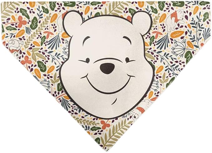 Disney Pet Bandana Winnie The Pooh Smiling Face Foliage Collage Multi Color Slip On Collar Bandana Only