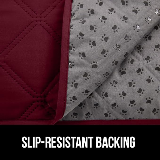 GORILLA GRIP Waterproof Bed Cover for Dogs, 82x52, Gripped Slip Resistant Backing, Leak Proof Washable Dog Blanket Covers Sofa, Couch, Sectional, Crate, Car, RV Seats, Pet Puppy Essentials, Burgandy
