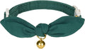 Bunny Ear Cat Collar with Bell and Bow Tie, Breakaway Cute Bowtie Kitten Collars(Dark Green)