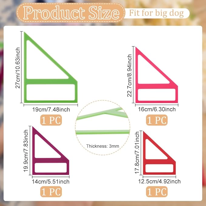 OLYCRAFT 4Pcs 4 Sizes Dog Bandana Sewing Template Set 5/5.5/6/7.5 inch Long Reversible Trapezoid Template Quilting Acrylic Quilting Template Stencil for Dogs Cats Pets Bib Bandana Headscarf Making