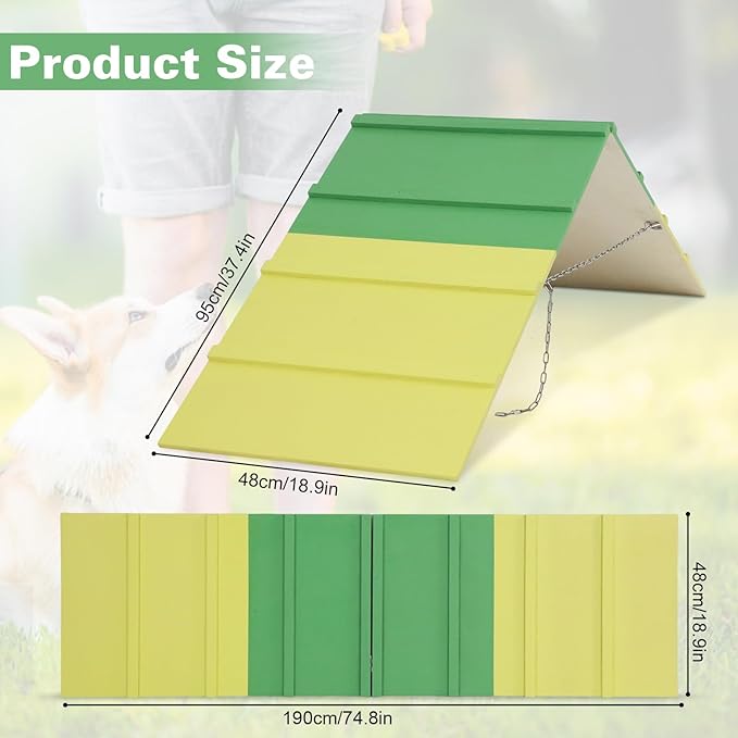 Dogs Agility A-Frame 74.8 x 18.9 Inch Dog Agility Equipment A-Frame Agility Training Equipment Dog Non-Slip Agility Course Equipment for Dogs Jumping Outdoor Dog Pet Ramp Climbing Playground