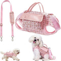 Dog Lift Harness Backpack for Small Dogs Cats, Adjustable Straps Dog Sling Carrier Full Body for Hiking, Travel, Outdoor – Pink Large