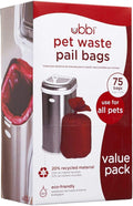 Ubbi Pet Waste Pail Bags, Cat Litter Box Cleaning Solution, 75 Count Value Pack