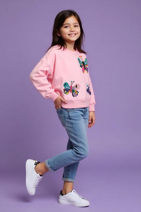 Toddler Baby Girls Cotton Sweater, Long Sleeve Crewneck Sweatshirt Pullover Kids Warm Clothing for Fall Winter