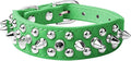 Spiked Dog Collar Soft Pu Leather Mushrooms Rivet Spike Studded Puppy Adjustable Pet Collars for Small Breeds (S, Green)