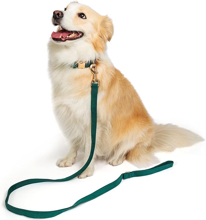 Soft Cotton Dog Collar with Metal Buckle Adjustable Heavy Duty Comfy Corduroy Collars for Small Medium Large Dogs,Dark Green,Small