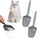 Set of 2 Cat Litter Scoop with Small Holes, Deep Sifting Shovel for Fine Litter, Reptile Terrarium Sand & Rabbit Pooper Lifter, Hanging Handle Poop Scooper (Gray, Set of 2)