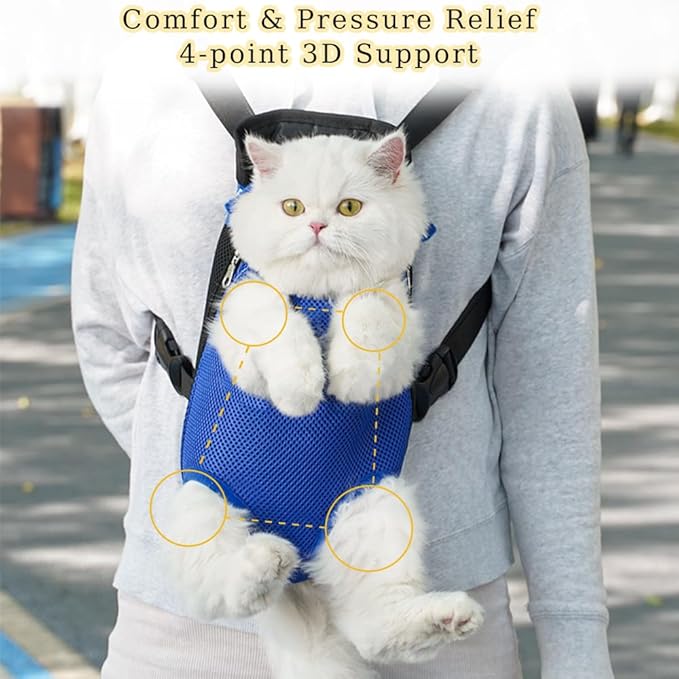 Dog Carrier Backpack, Adjustable Puppy Front Carrier Backpack, Ventilated Dog Chest Carrier for Hiking Camping Travel, Sling Bag for Small Medium Dog Cat Rabbit Puppies, Suit 9-13 lbs (Blue, L)