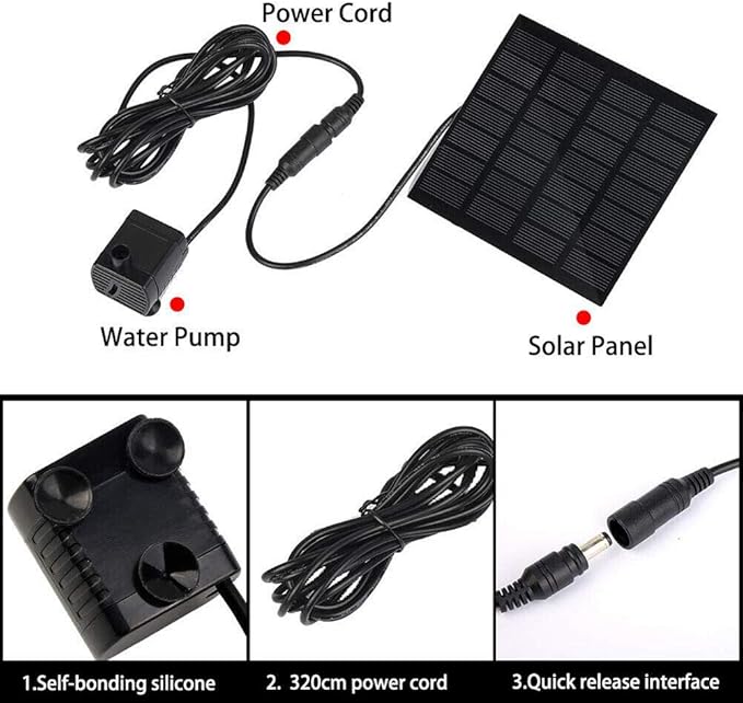 Hovico Solar Fountain - Panel Water Pump for Bird Bath Solar Panel Kit Outdoor Fountain for Outdoor Small Pond, Patio Garden and Fish Tank