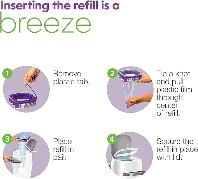 Litter Genie Ultimate Cat Litter Disposal System Refills, Lock Away Odors, Purple,12 Cartridges