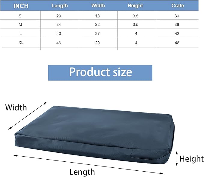 Waterproof Dog Bed Cover Replacement for 36 Inch Wire Crates, Heavy Duty Oxford Fabric Pet Bed Sleeve with Zipper, Washable & Durable Mattress Protector for Puppy,34" L x 22" W x 3.5" H(Cover Only)